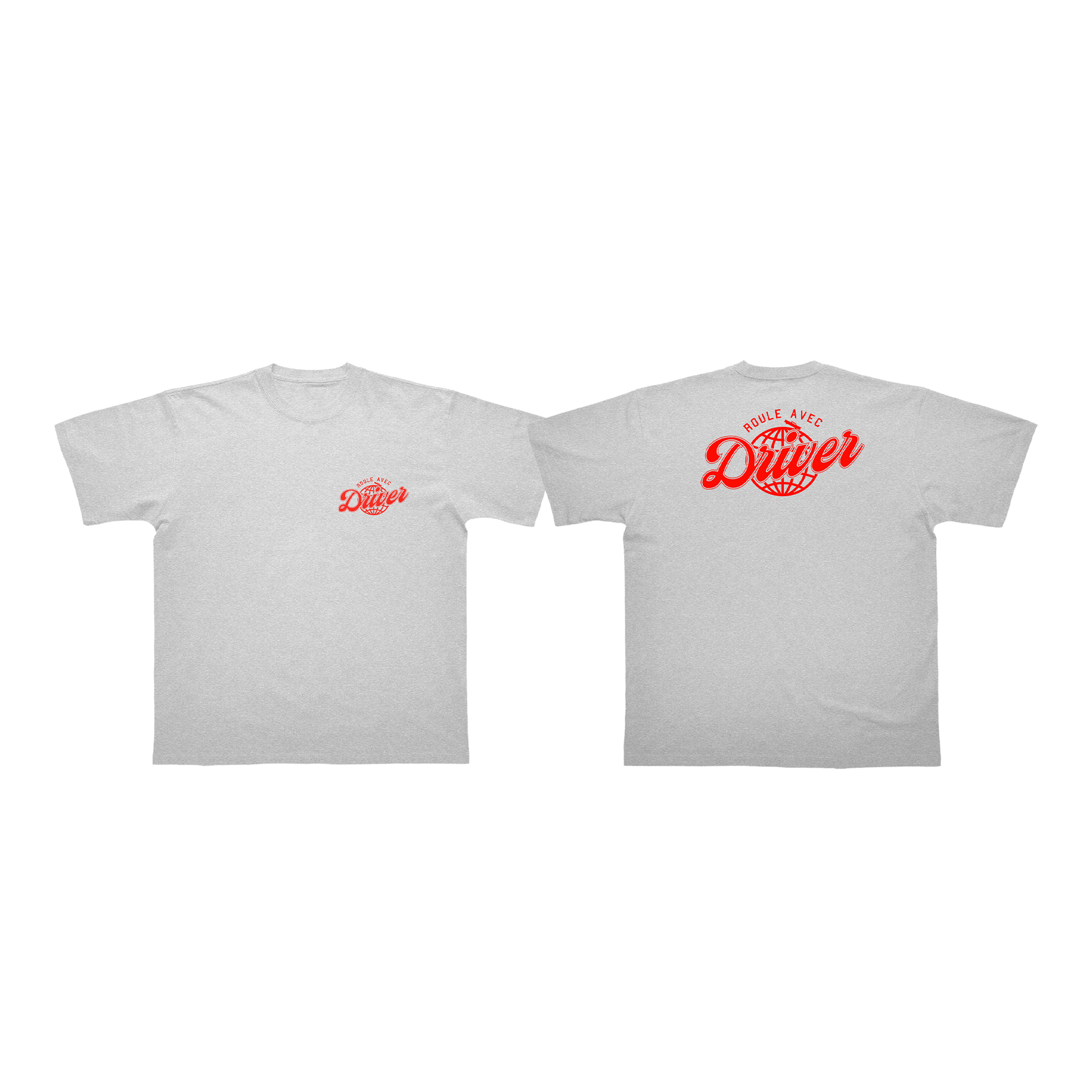 T SHIRT "ROULE AVEC DRIVER" - GRIS CHINÉ